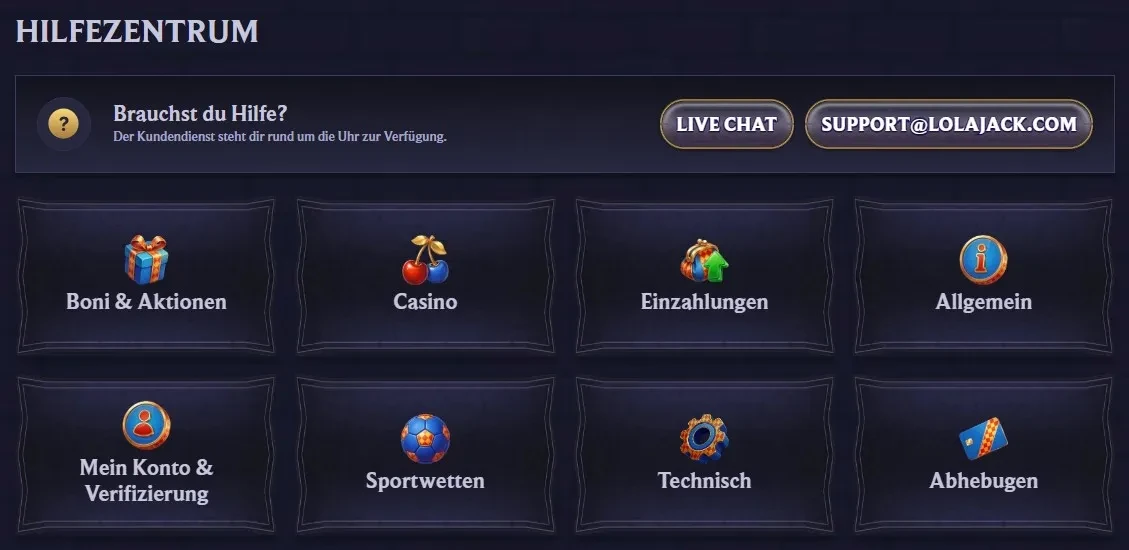 Kundensupport bei LolaJack