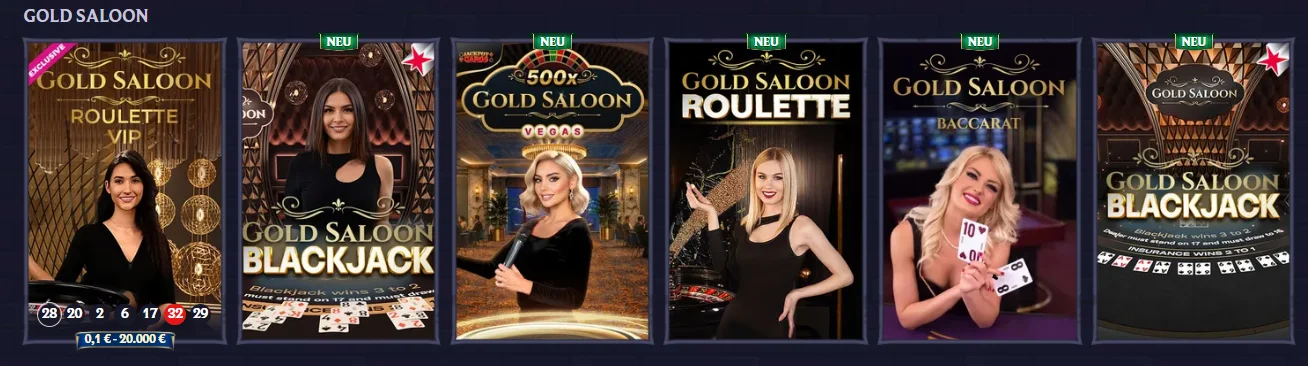 LolaJack Casino Gold Saloon mit Roulette und Blackjack