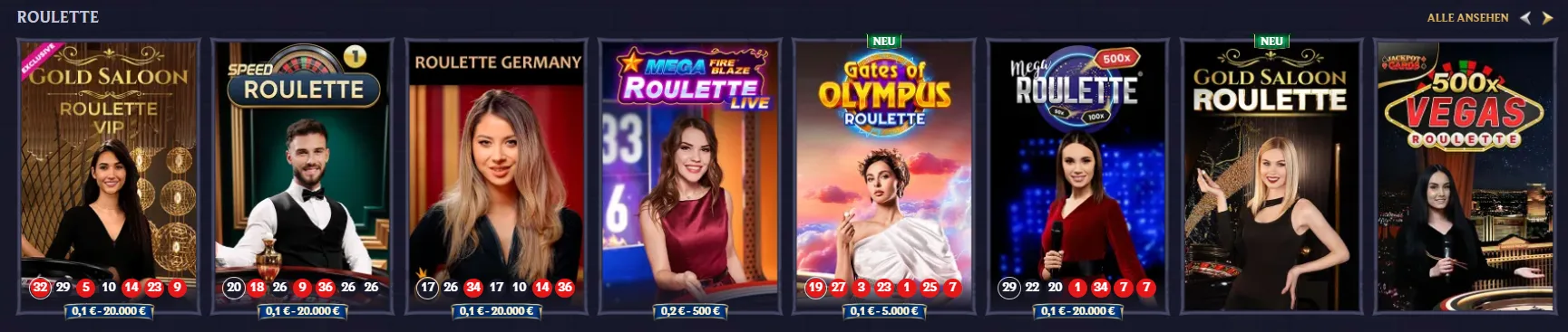 LolaJack Casino mit verschiedenen Roulette-Varianten