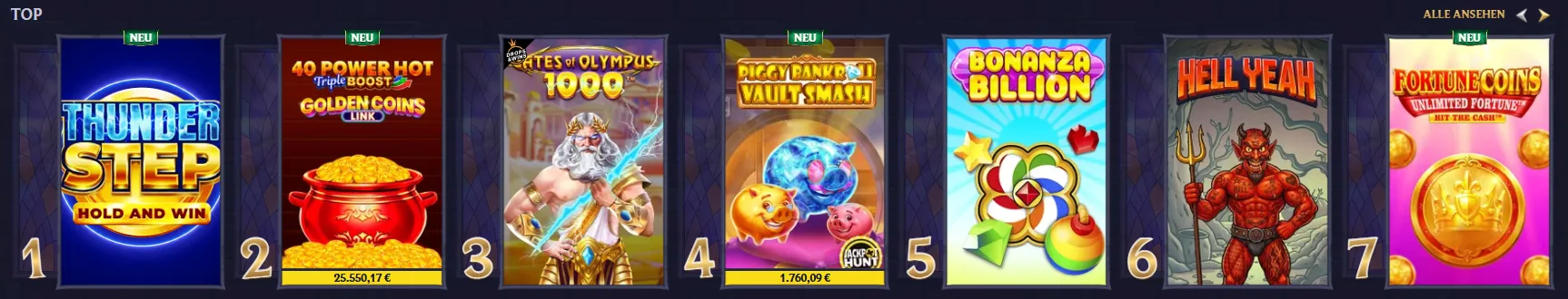 LolaJack Casino mit beliebten Top-Spielen und Rangliste