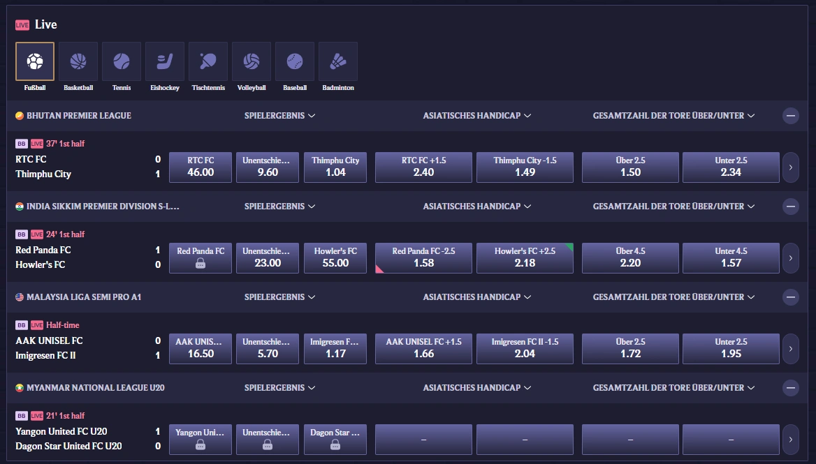 LolaJack Sportwetten mit Live Betting und verschiedenen Sportarten
